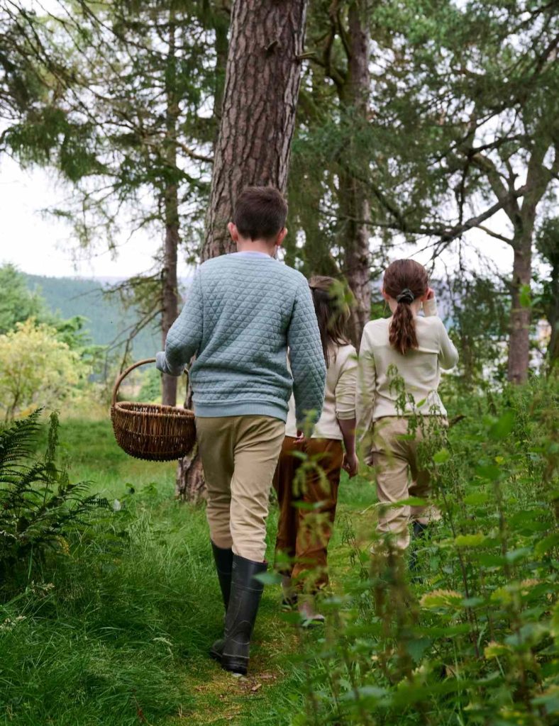 Children with a basket on a foraging experience