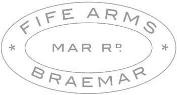 Fife Arms logo in a stamp style in grey.