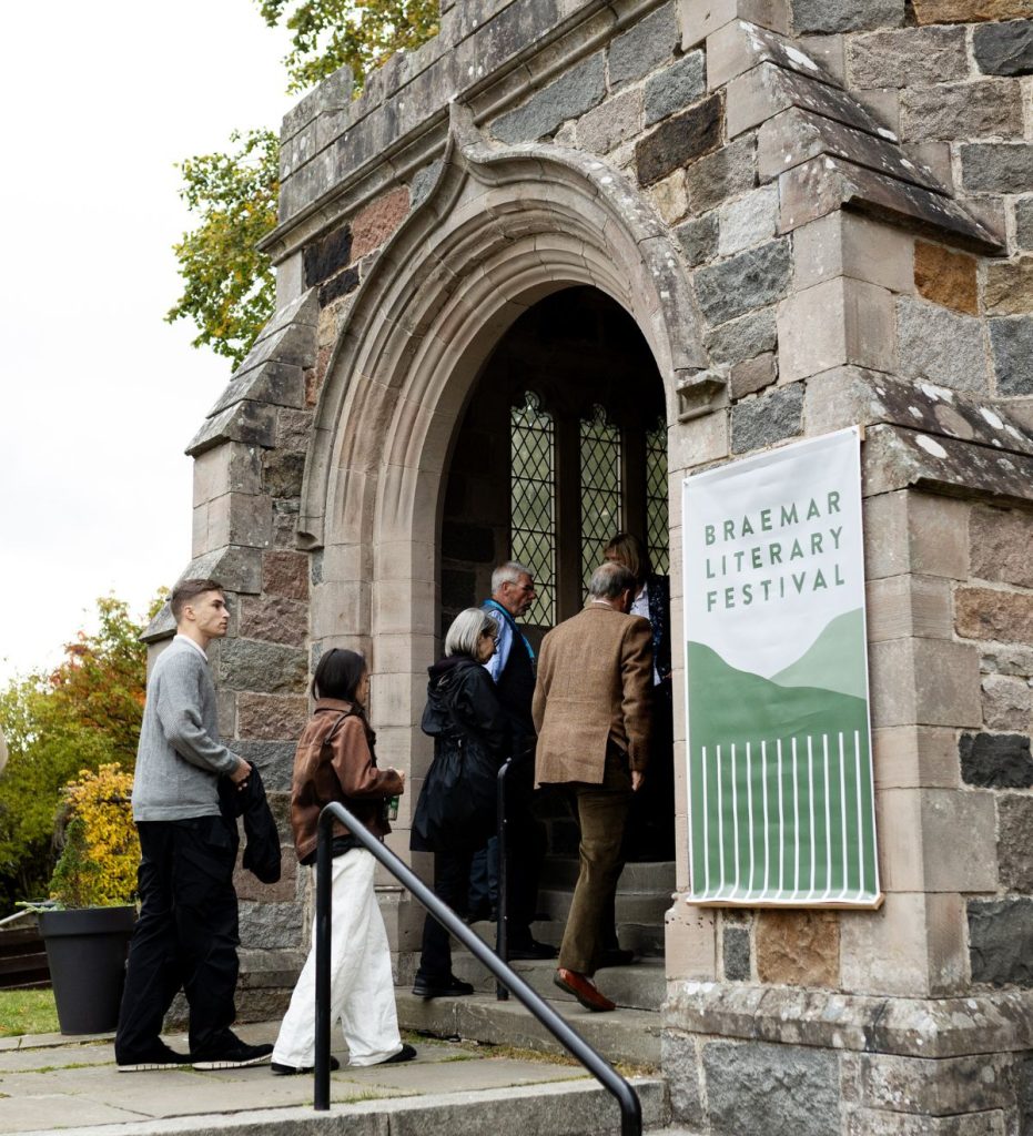 Guests entering St Margaret's church at the Braemar Literary Festival