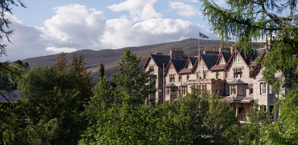The exterior of the Fife Arms in the summer