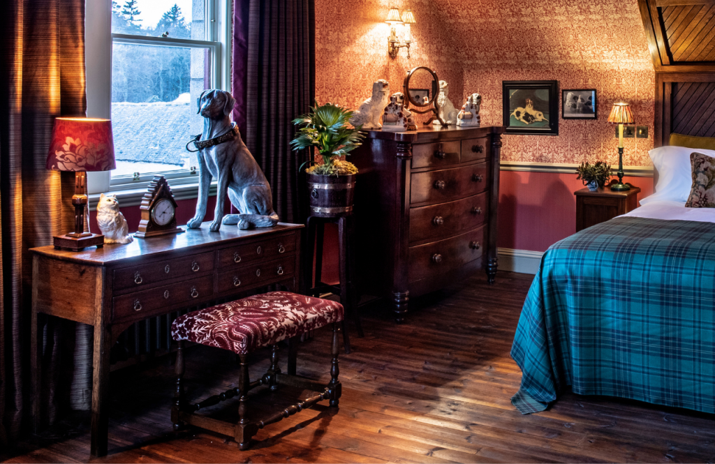 The desk by the window in the Sharp the Dog suite