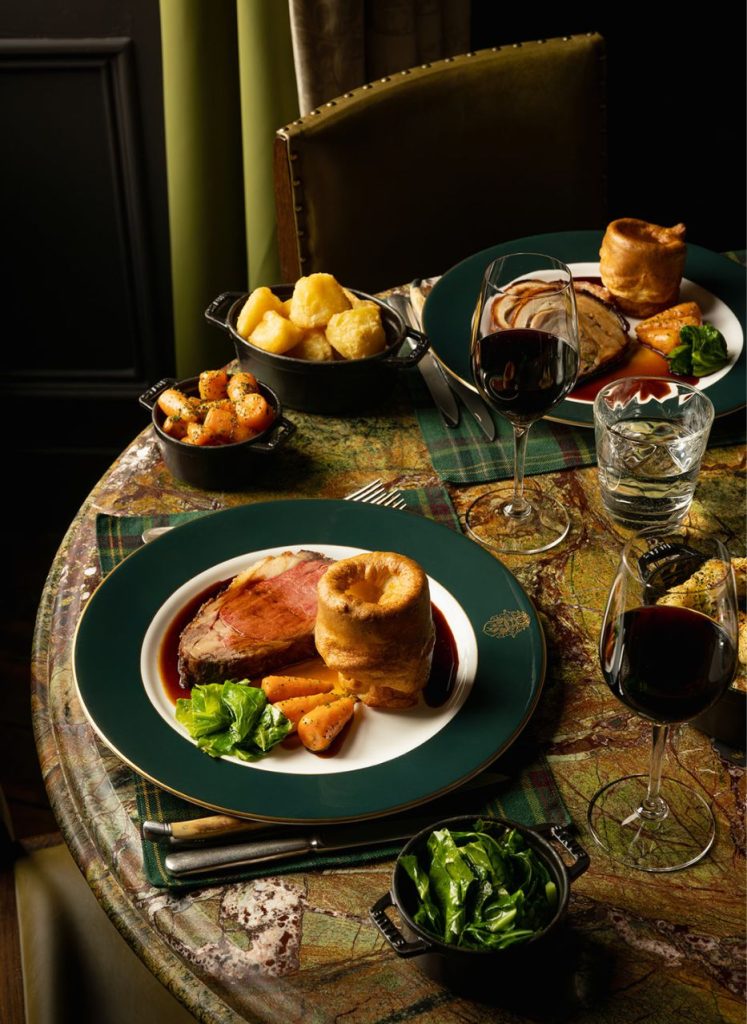 A Sunday roast on a table at The Clunie Dining Room