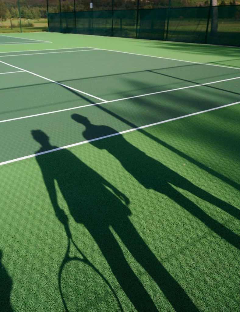 Shadows on the Braemar tennis courts