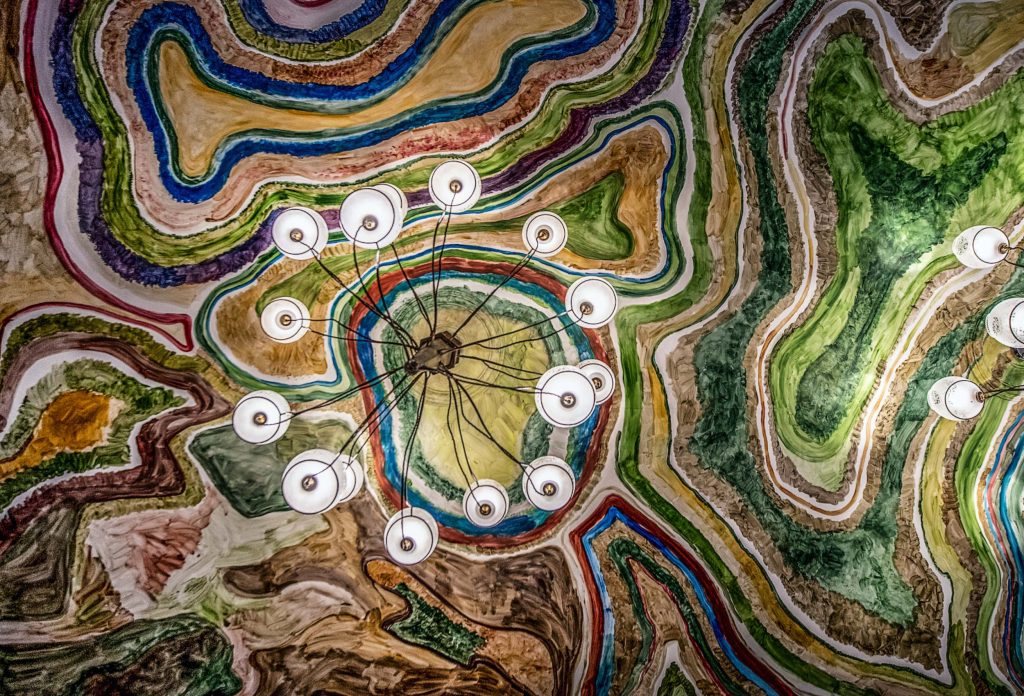 The hand-painted ceiling of the Drawing Room at the Fife Arms.